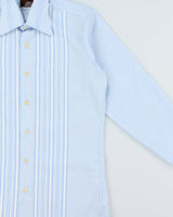 Vintage 1970s John Henry Striped Chambray Long Sleeve Shirt - S