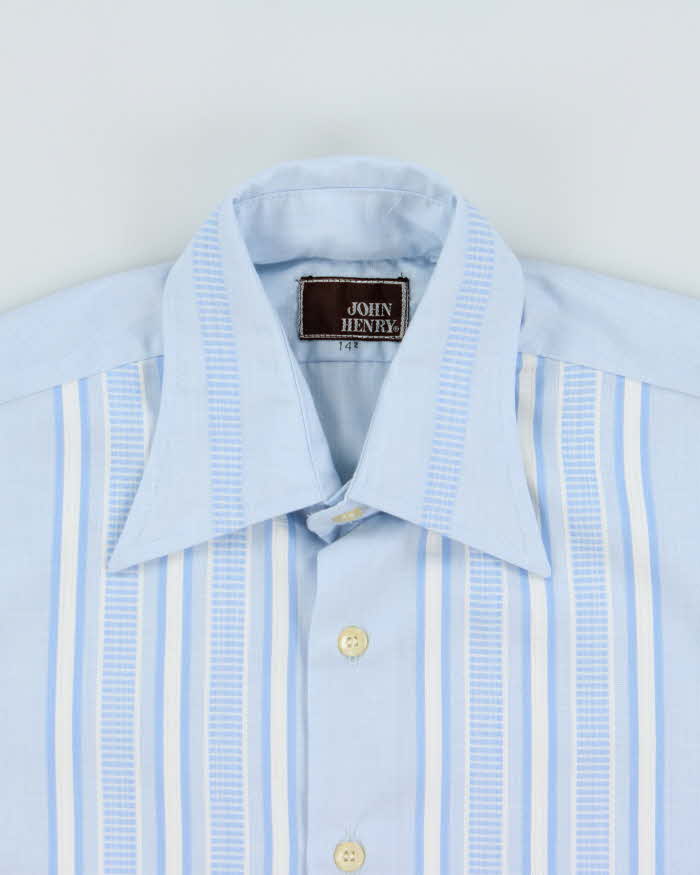 Vintage 1970s John Henry Striped Chambray Long Sleeve Shirt - S
