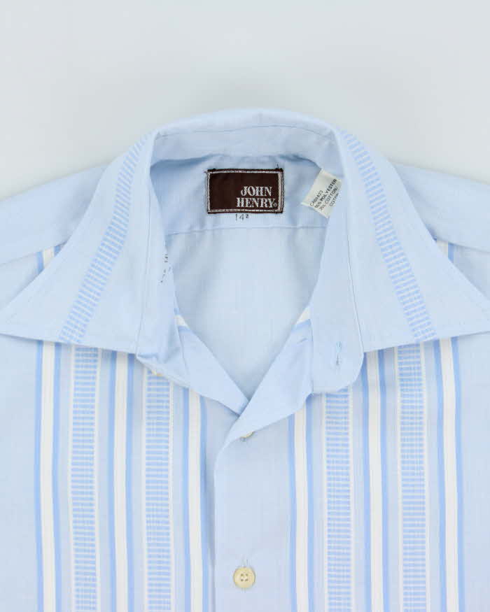 Vintage 1970s John Henry Striped Chambray Long Sleeve Shirt - S