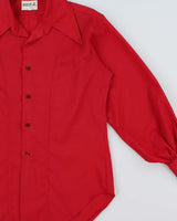 Vintage 1970s Mach II Arrow Made In Canada Perma Press Dogtooth Collar Long Sleeve Shirt - L