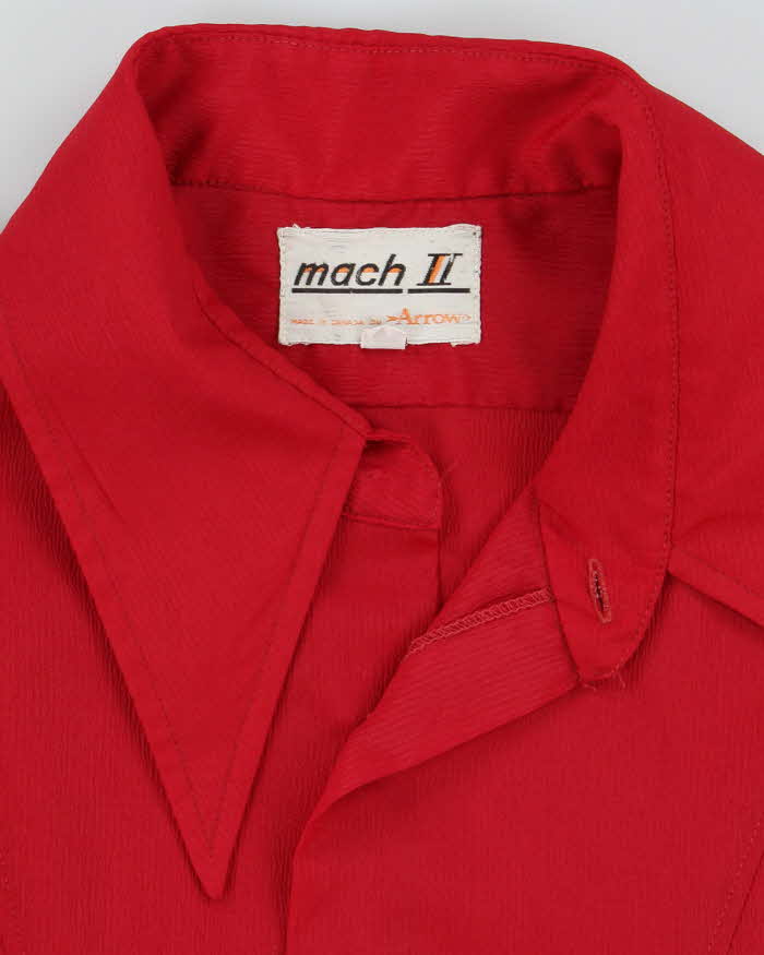 Vintage 1970s Mach II Arrow Made In Canada Perma Press Dogtooth Collar Long Sleeve Shirt - L