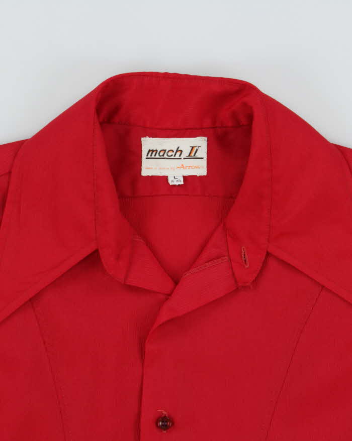 Vintage 1970s Mach II Arrow Made In Canada Perma Press Dogtooth Collar Long Sleeve Shirt - L
