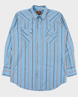Vintage 1980s MWG Chambray Striped Pearl Snap Button Long Sleeve Western Shirt - XXL