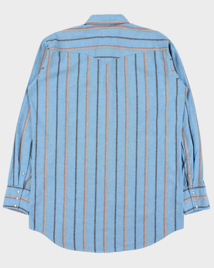 Vintage 1980s MWG Chambray Striped Pearl Snap Button Long Sleeve Western Shirt - XXL