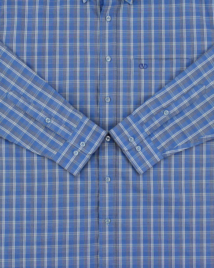Vintage 1990s Valentino Chemises Plaid Long Sleeve Shirt - M