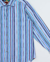 Vintage Y2K 00s Robert Graham Pattern Striped Classic Fit Long Sleeve Shirt - XL