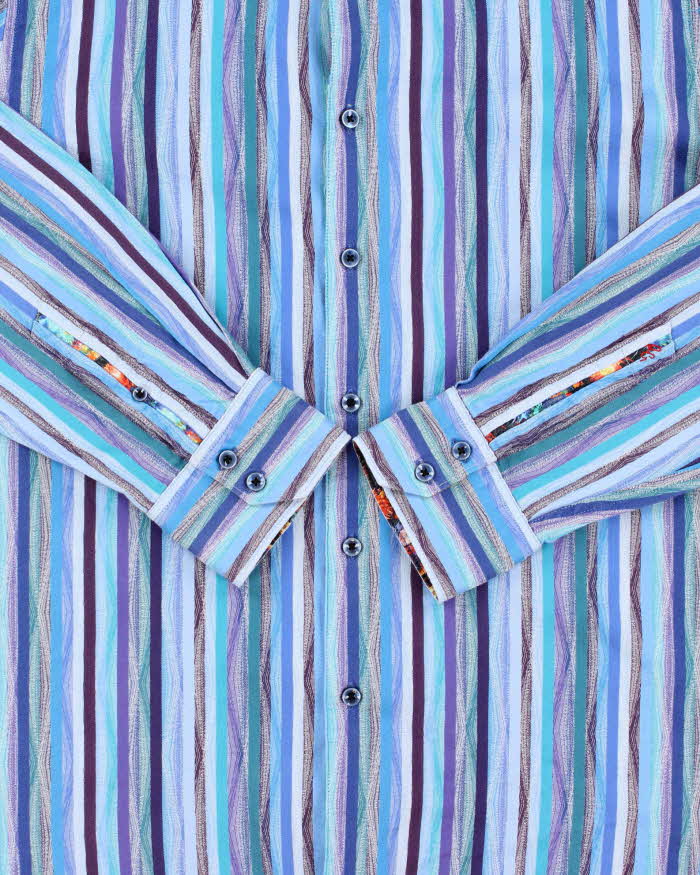 Vintage Y2K 00s Robert Graham Pattern Striped Classic Fit Long Sleeve Shirt - XL