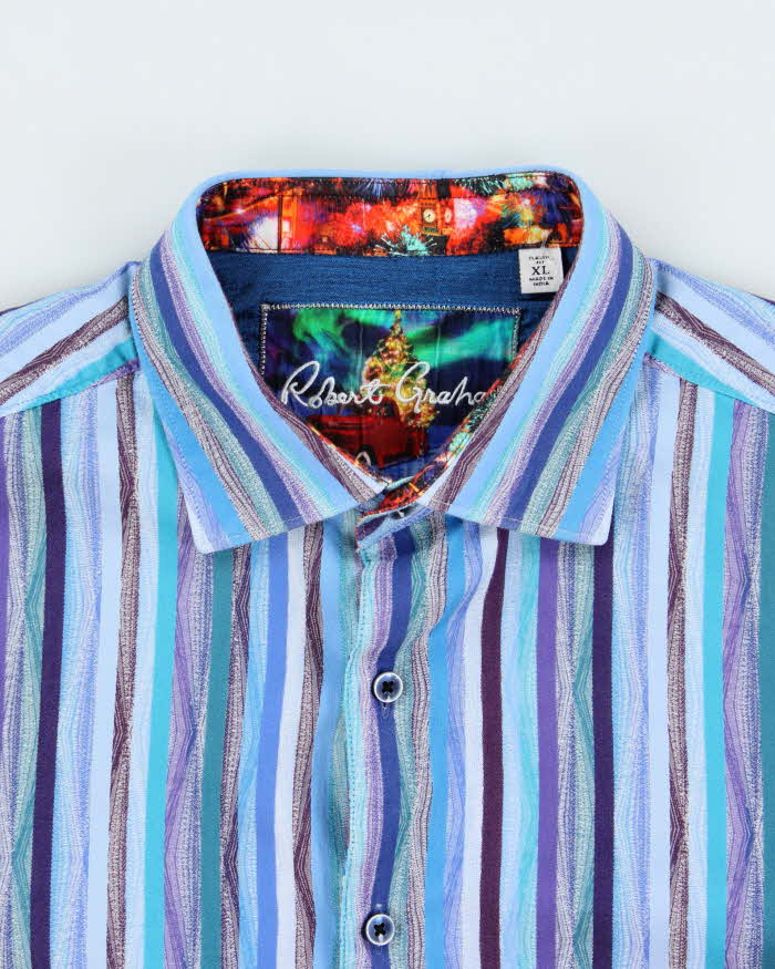 Vintage Y2K 00s Robert Graham Pattern Striped Classic Fit Long Sleeve Shirt - XL