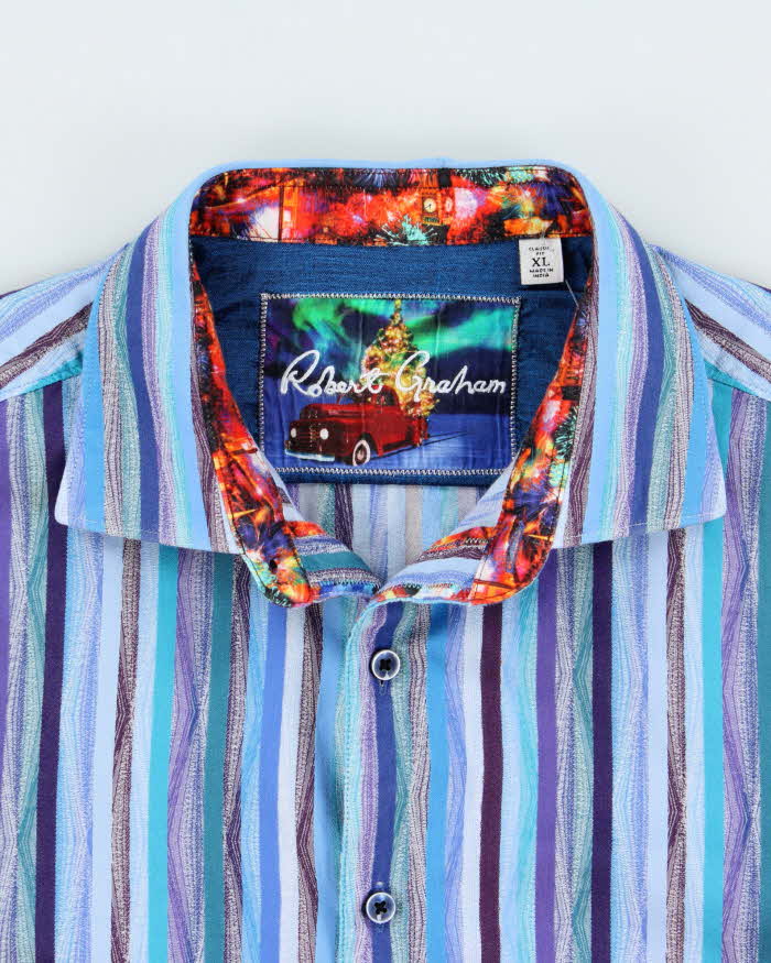 Vintage Y2K 00s Robert Graham Pattern Striped Classic Fit Long Sleeve Shirt - XL