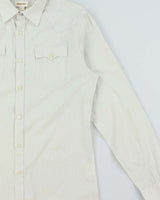 Vintage Y2K 00s Diesel Sage Green Striped Long Sleeve Western Shirt - XL