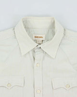 Vintage Y2K 00s Diesel Sage Green Striped Long Sleeve Western Shirt - XL