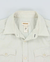 Vintage Y2K 00s Diesel Sage Green Striped Long Sleeve Western Shirt - XL