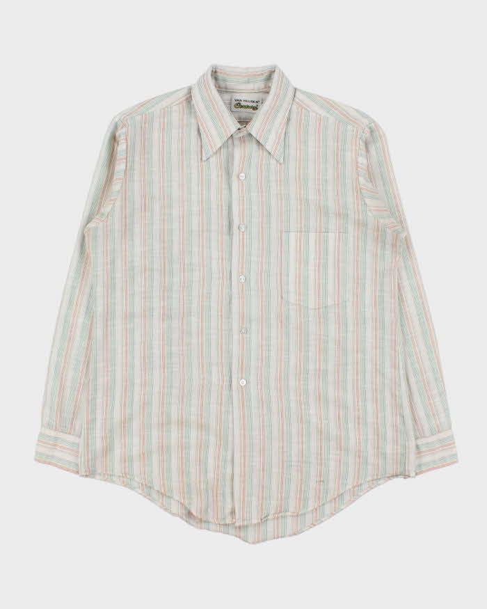 Vintage 1970s Van Heusen Century Dot Striped Long Sleeve Shirt - L