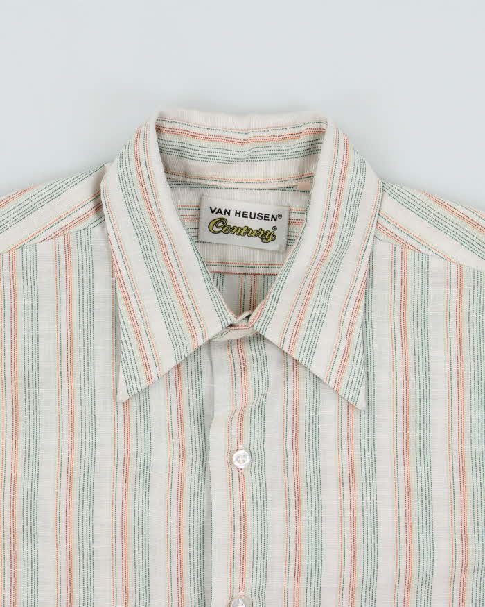 Vintage 1970s Van Heusen Century Dot Striped Long Sleeve Shirt - L