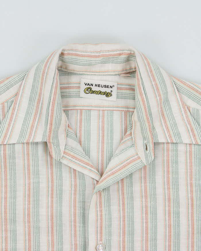 Vintage 1970s Van Heusen Century Dot Striped Long Sleeve Shirt - L