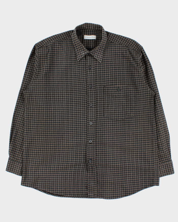Vintage 1990s Christian Dior Heavyweight Check Long Sleeve Flannel Shirt - L