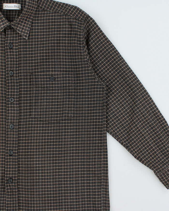 Vintage 1990s Christian Dior Heavyweight Check Long Sleeve Flannel Shirt - L