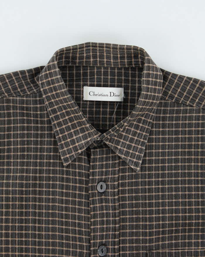 Vintage 1990s Christian Dior Heavyweight Check Long Sleeve Flannel Shirt - L