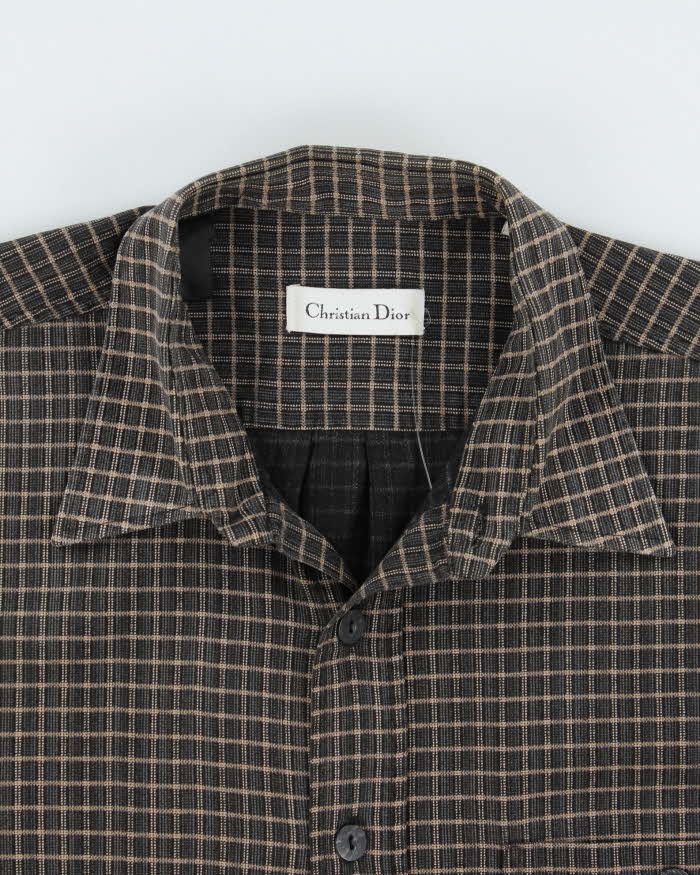 Vintage 1990s Christian Dior Heavyweight Check Long Sleeve Flannel Shirt - L