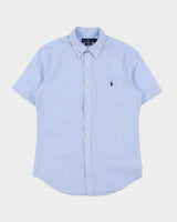 Vintage Ralph Lauren Striped Seer Sucker Slim Fit Short Sleeve Shirt - M