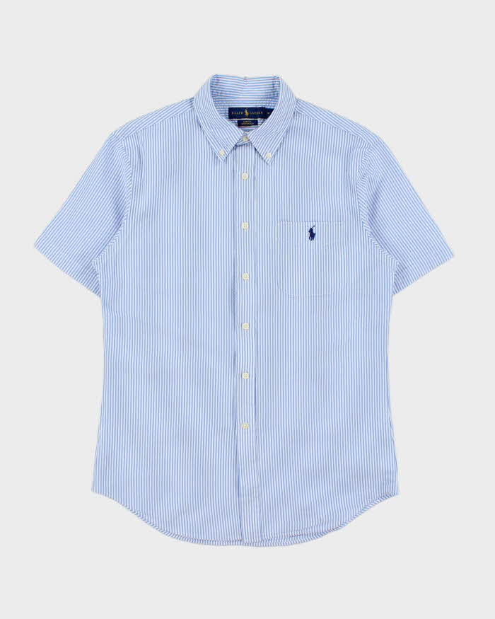 Vintage Ralph Lauren Striped Seer Sucker Slim Fit Short Sleeve Shirt - M