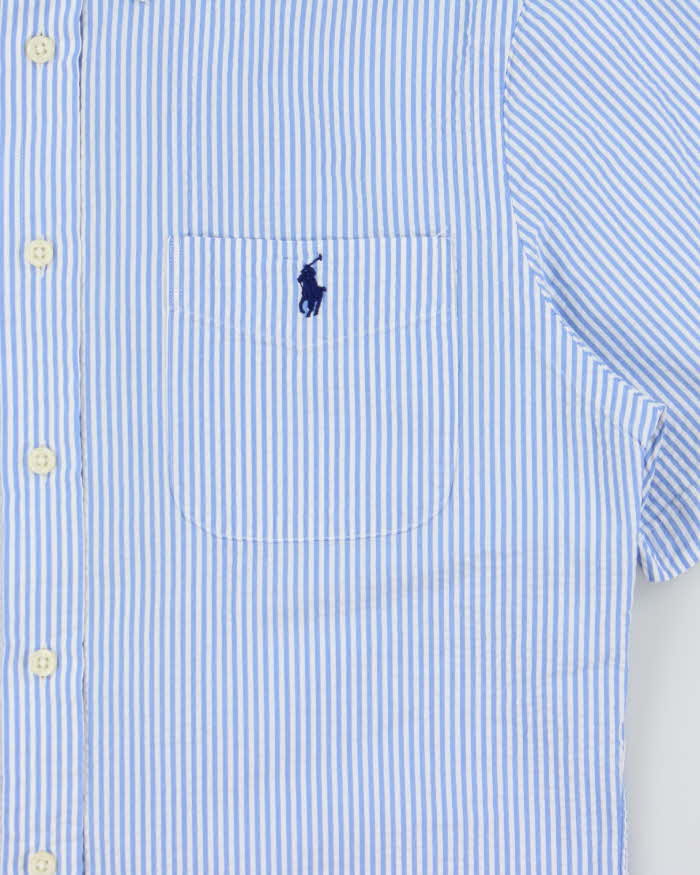 Vintage Ralph Lauren Striped Seer Sucker Slim Fit Short Sleeve Shirt - M