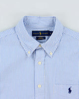 Vintage Ralph Lauren Striped Seer Sucker Slim Fit Short Sleeve Shirt - M