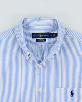 Vintage Ralph Lauren Striped Seer Sucker Slim Fit Short Sleeve Shirt - M