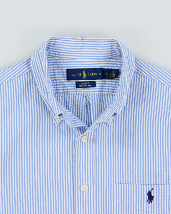 Vintage Ralph Lauren Striped Seer Sucker Slim Fit Short Sleeve Shirt - M