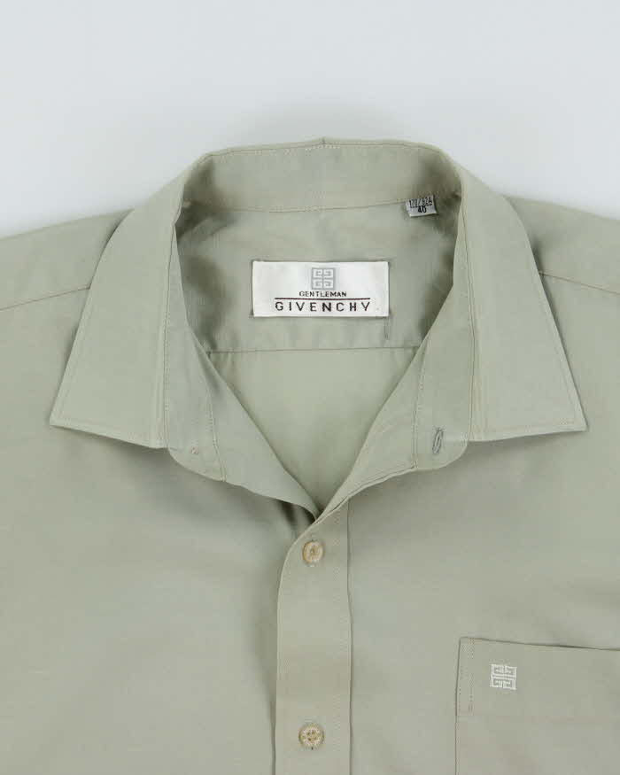 Vintage 1990s Givenchy Gentleman Sage Green Long Sleeve Shirt - M