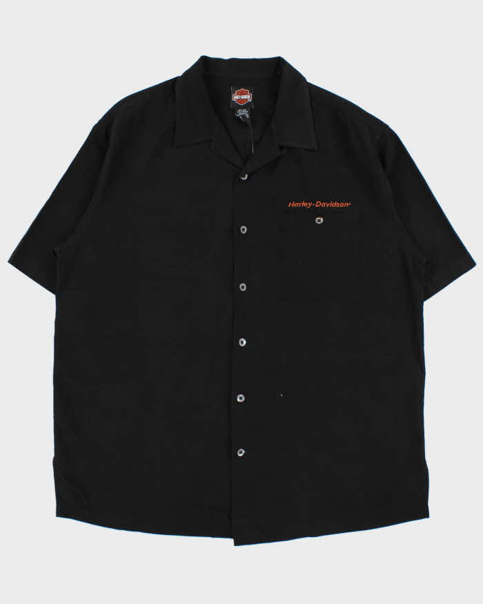 Vintage 1990s Harley Davidson Embroidered Silk Blend Short Sleeve Shirt - XL