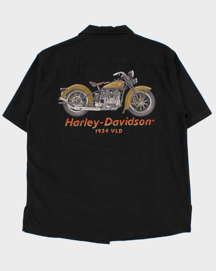 Vintage 1990s Harley Davidson Embroidered Silk Blend Short Sleeve Shirt - XL