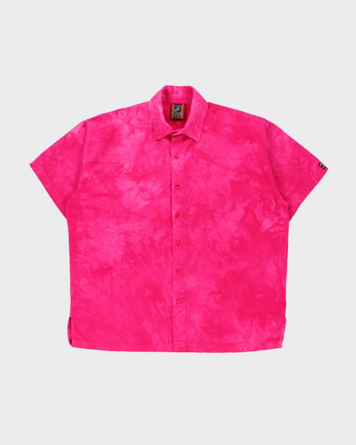 Vintage 1990s Dagoli Hot Pink Tie-Dye Made In Canada Short Sleeve Shirt - XL