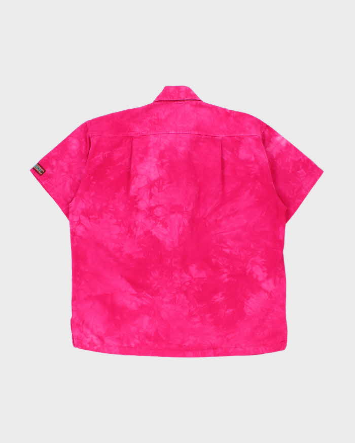 Vintage 1990s Dagoli Hot Pink Tie-Dye Made In Canada Short Sleeve Shirt - XL