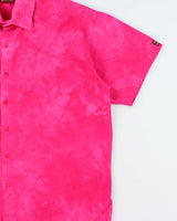 Vintage 1990s Dagoli Hot Pink Tie-Dye Made In Canada Short Sleeve Shirt - XL