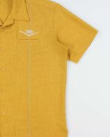 Vintage Steady Mustard Yellow Embroidered Made In USA Bowling Shirt - XL