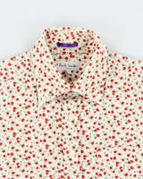 Vintage Y2K 00s Paul Smith Striped Rose Print Short Sleeve Shirt - M