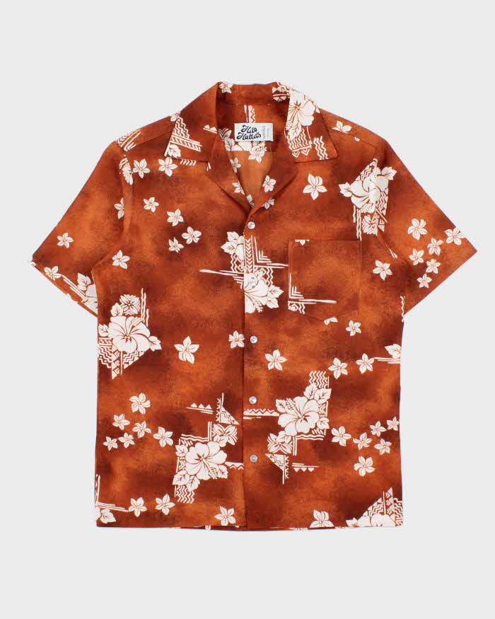 Vintage 1960s Hilo Hattie's Floral Aloha Made In USA Hand Stitched Hawaiian Shirt - L
