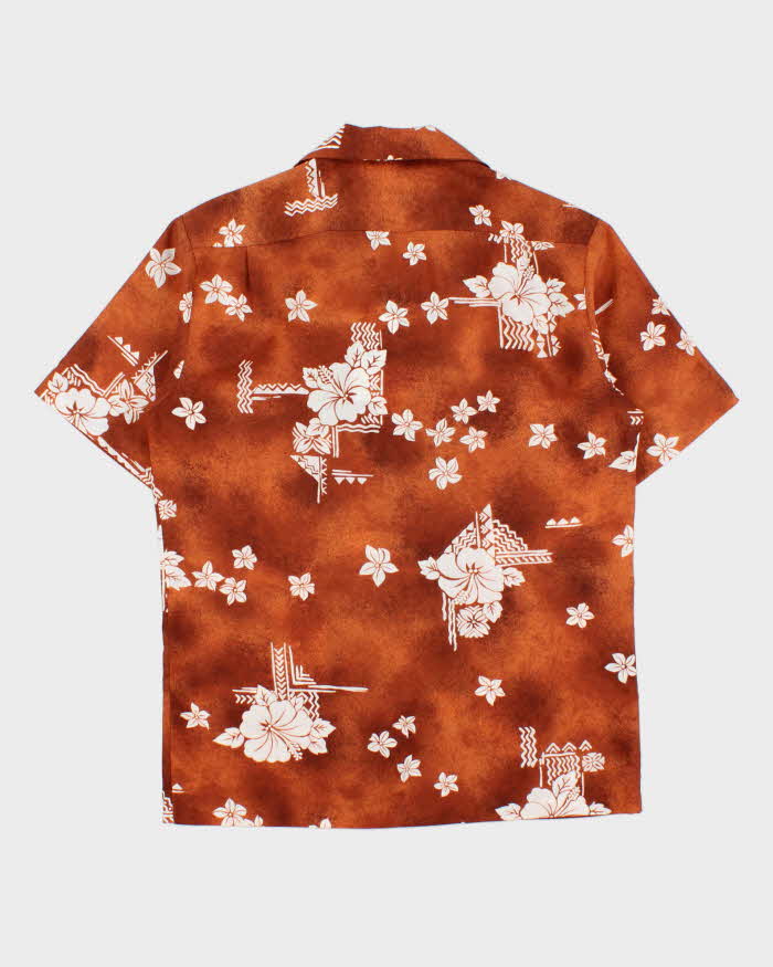 Vintage 1960s Hilo Hattie's Floral Aloha Made In USA Hand Stitched Hawaiian Shirt - L