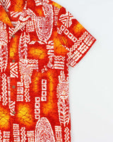 Vintage 1960s Made In USA Barkcloth Polynesian Tapa Single Stitch Hawaiian Shirt - L
