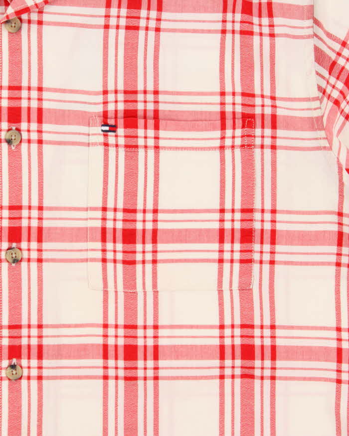 Vintage Y2K 00s Tommy Hilfiger Jeans Plaid Camp Collar Short Sleeve Shirt - L