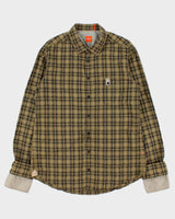 Vintage Y2K 00s Hugo Boss Khaki Plaid Double Cuff Long Sleeve Shirt - L
