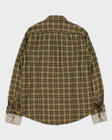Vintage Y2K 00s Hugo Boss Khaki Plaid Double Cuff Long Sleeve Shirt - L