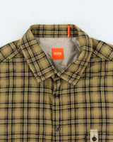 Vintage Y2K 00s Hugo Boss Khaki Plaid Double Cuff Long Sleeve Shirt - L