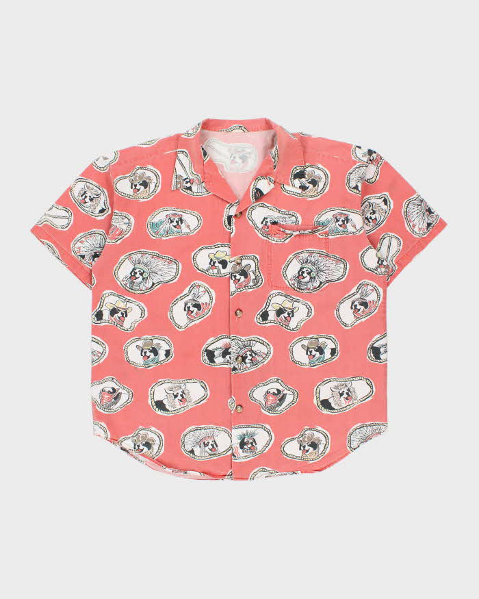 Vintage 1990s Big Dogs USA Western Graphic Camp Collar Short Sleeve Shirt - L