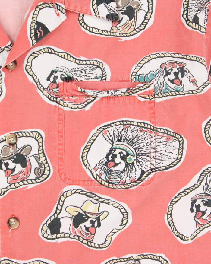 Vintage 1990s Big Dogs USA Western Graphic Camp Collar Short Sleeve Shirt - L
