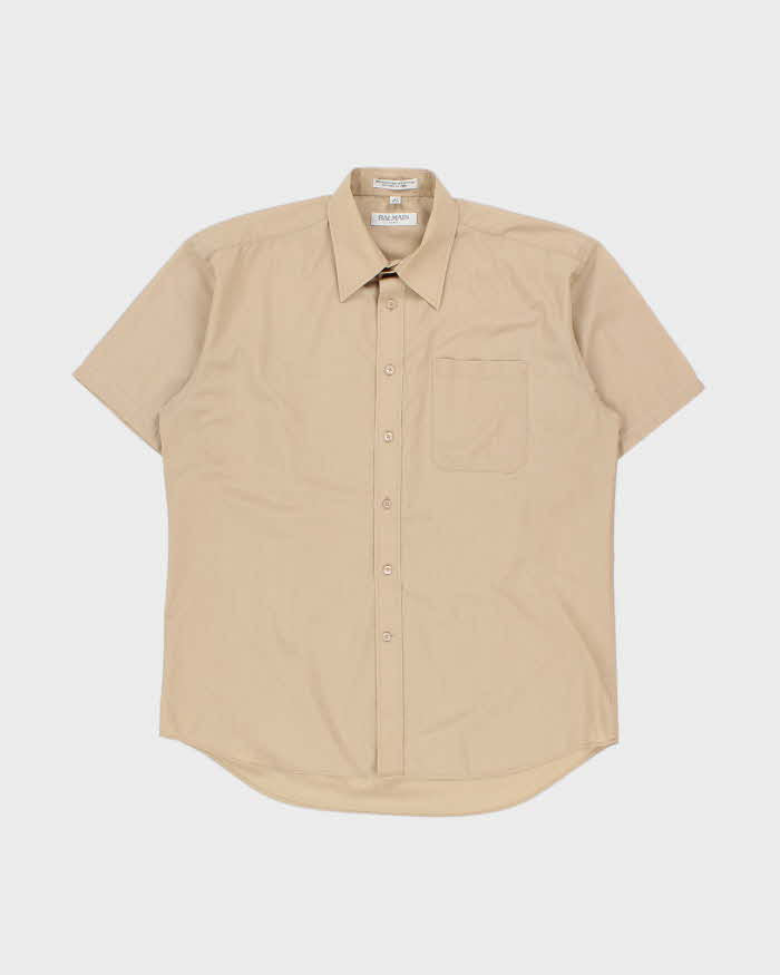 Vintage 1990s Balmain Relaxed Fit Tan Short Sleeve Shirt - L