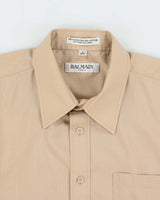 Vintage 1990s Balmain Relaxed Fit Tan Short Sleeve Shirt - L