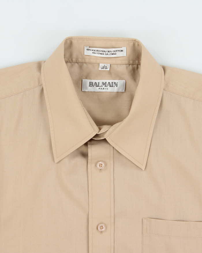 Vintage 1990s Balmain Relaxed Fit Tan Short Sleeve Shirt - L