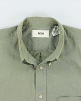 Vintage 1990s Hugo Boss Iridescent Style Cotton Short Sleeve Shirt - L
